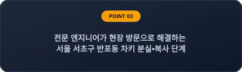 전문 엔지니어가 현장 방문으로 해결하는 서울 서초구 반포동 차키 분실•복사 단계