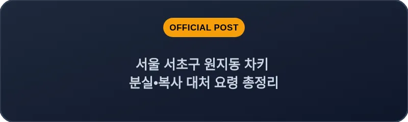 서울 서초구 원지동 차키 분실•복사 대처 요령 총정리