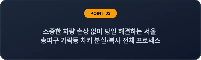 소중한 차량 손상 없이 당일 해결하는 서울 송파구 가락동 차키 분실•복사 전체 프로세스