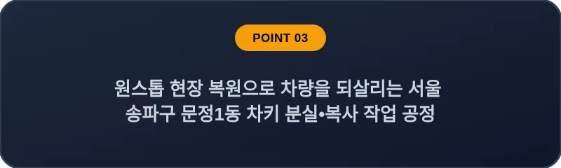 원스톱 현장 복원으로 차량을 되살리는 서울 송파구 문정1동 차키 분실•복사 작업 공정