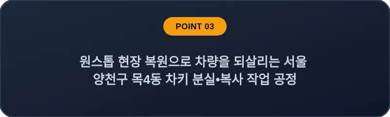 원스톱 현장 복원으로 차량을 되살리는 서울 양천구 목4동 차키 분실•복사 작업 공정