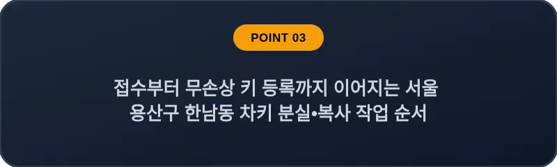 접수부터 무손상 키 등록까지 이어지는 서울 용산구 한남동 차키 분실•복사 작업 순서