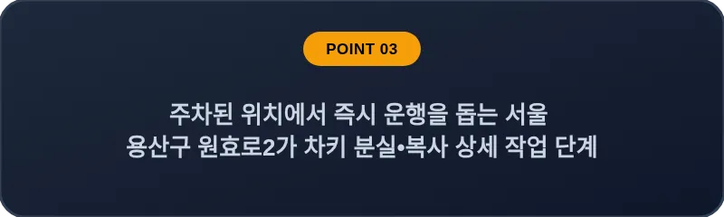 주차된 위치에서 즉시 운행을 돕는 서울 용산구 원효로2가 차키 분실, 스마트키 복사 상세 작업 단계