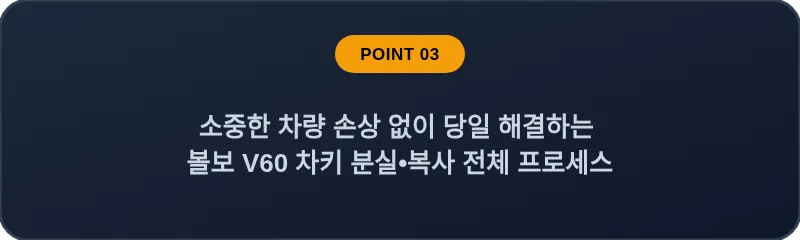 소중한 차량 손상 없이 당일 해결하는 볼보 V60 차키 분실, 스마트키 복사 전체 프로세스