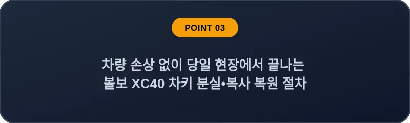 차량 손상 없이 당일 현장에서 끝나는 볼보 XC40 차키 분실, 스마트키 복사 복원 절차