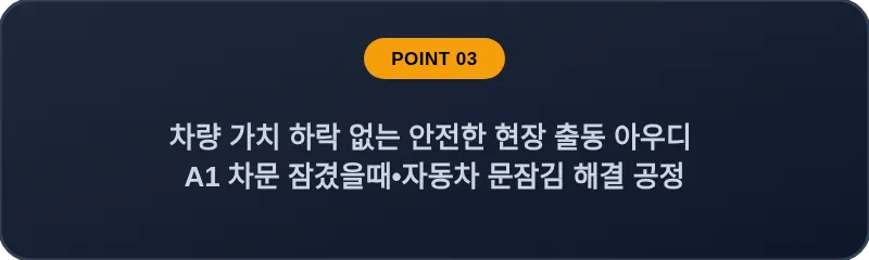 차량 가치 하락 없는 안전한 현장 출동 아우디 A1 차문 잠겼을때 자동차 문잠김 해결 공정