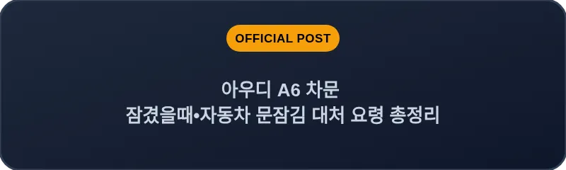 아우디 A6 차문 잠겼을때 자동차 문잠김 대처 요령 총정리