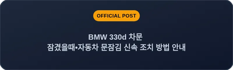 BMW 330d 차문 잠겼을때 자동차 문잠김 신속 조치 방법 안내