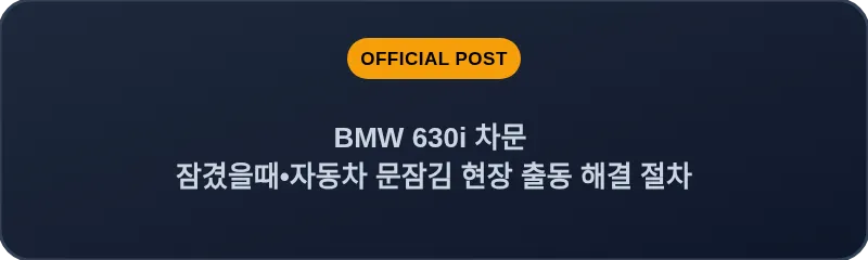 BMW 630i 차문 잠겼을때 자동차 문잠김 현장 출동 해결 절차