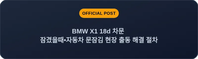 BMW X1 18d 차문 잠겼을때 자동차 문잠김 현장 출동 해결 절차
