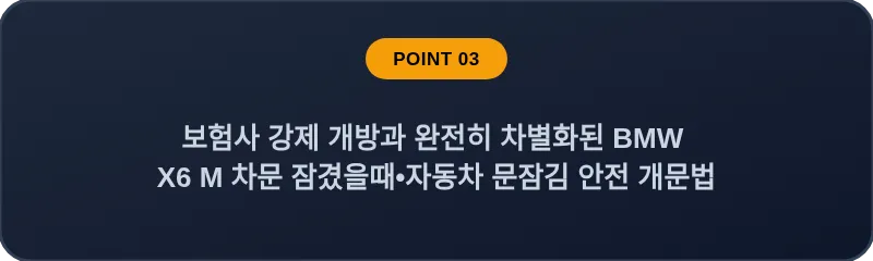 보험사 강제 개방과 완전히 차별화된 BMW X6 M 차문 잠겼을때 자동차 문잠김 안전 개문법