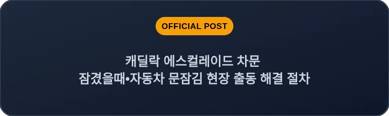 캐딜락 에스컬레이드 차문 잠겼을때 자동차 문잠김 현장 출동 해결 절차
