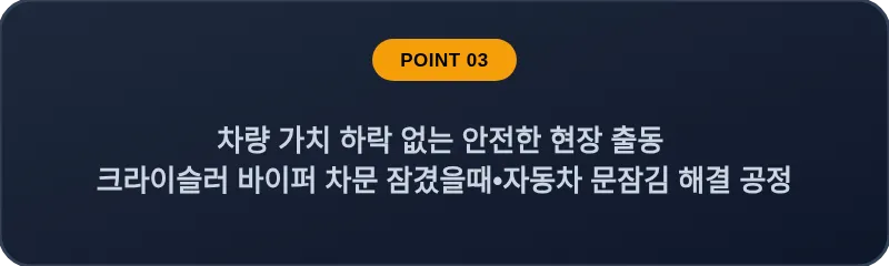 차량 가치 하락 없는 안전한 현장 출동 크라이슬러 바이퍼 차문 잠겼을때 자동차 문잠김 해결 공정