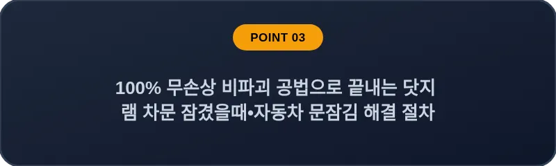 100% 무손상 비파괴 공법으로 끝내는 닷지 램 차문 잠겼을때 자동차 문잠김 해결 절차
