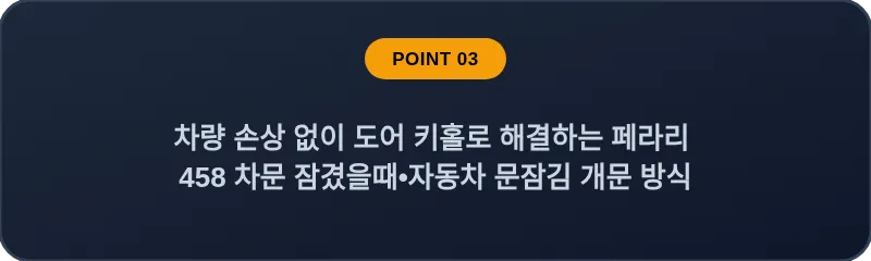 차량 손상 없이 도어 키홀로 해결하는 페라리 458 차문 잠겼을때 자동차 문잠김 개문 방식