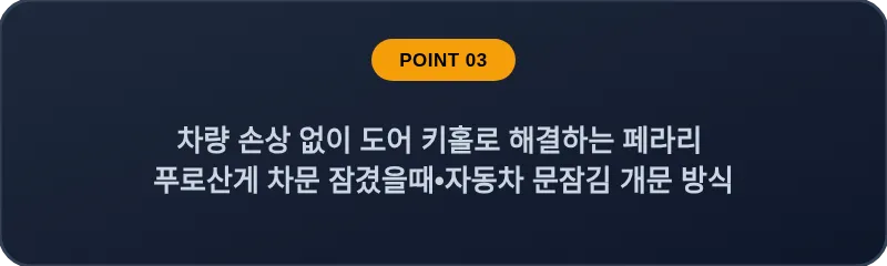 차량 손상 없이 도어 키홀로 해결하는 페라리 푸로산게 차문 잠겼을때 자동차 문잠김 개문 방식