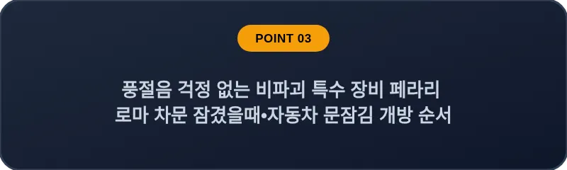 풍절음 걱정 없는 비파괴 특수 장비 페라리 로마 차문 잠겼을때 자동차 문잠김 개방 순서