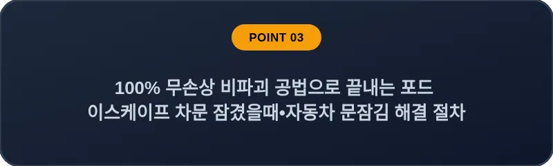 100% 무손상 비파괴 공법으로 끝내는 포드 이스케이프 차문 잠겼을때 자동차 문잠김 해결 절차