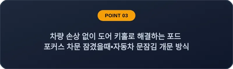 차량 손상 없이 도어 키홀로 해결하는 포드 포커스 차문 잠겼을때 자동차 문잠김 개문 방식