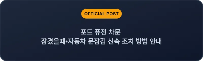 포드 퓨전 차문 잠겼을때 자동차 문잠김 신속 조치 방법 안내