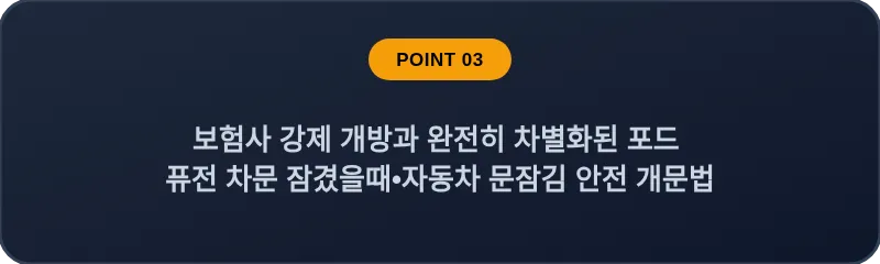 보험사 강제 개방과 완전히 차별화된 포드 퓨전 차문 잠겼을때 자동차 문잠김 안전 개문법
