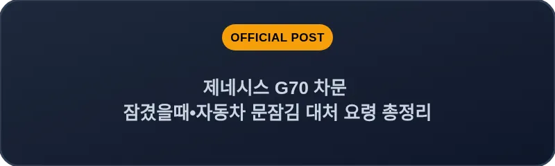 제네시스 G70 차문 잠겼을때 자동차 문잠김 대처 요령 총정리