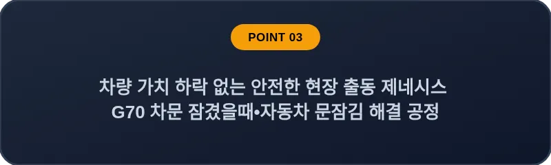 차량 가치 하락 없는 안전한 현장 출동 제네시스 G70 차문 잠겼을때 자동차 문잠김 해결 공정