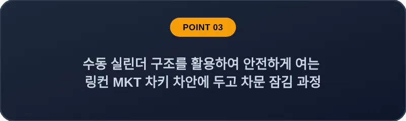 수동 실린더 구조를 활용하여 안전하게 여는 링컨 MKT 차키 차안에 두고 차문 잠김 과정