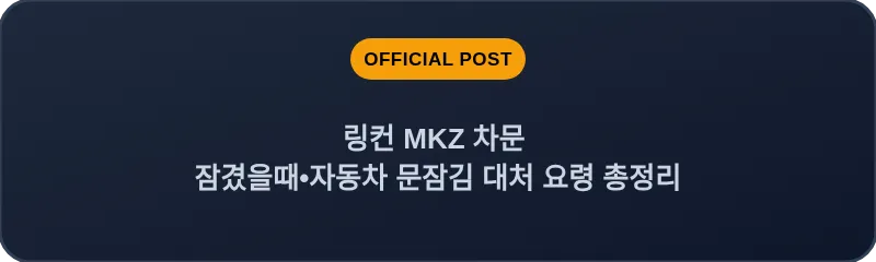 링컨 MKZ 차문 잠겼을때•자동차 문잠김 대처 요령 총정리