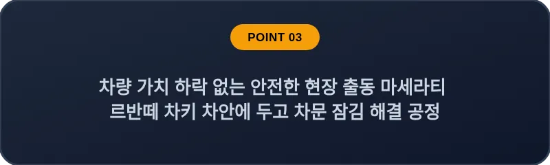차량 가치 하락 없는 안전한 현장 출동 마세라티 르반떼 차키 차안에 두고 차문 잠김 해결 공정