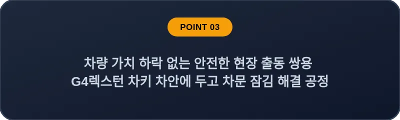 차량 가치 하락 없는 안전한 현장 출동 쌍용 G4렉스턴 차키 차안에 두고 차문 잠김 해결 공정