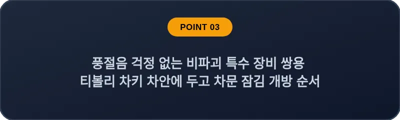 풍절음 걱정 없는 비파괴 특수 장비 쌍용 티볼리 차키 차안에 두고 차문 잠김 개방 순서